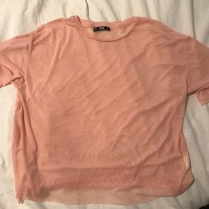 Pink Mesh Sheer Top